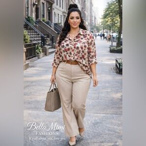 New Lemon Way floral print tailored button down blouse size 3x 🌸🌺🌹G